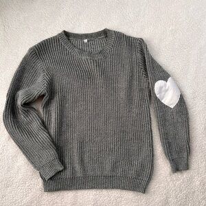 Knit Sweater with Heart Elbow Patches
